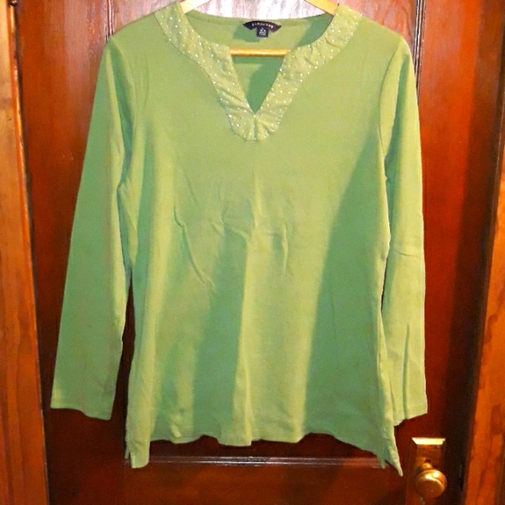 Lands End beautifully beaded green tunic